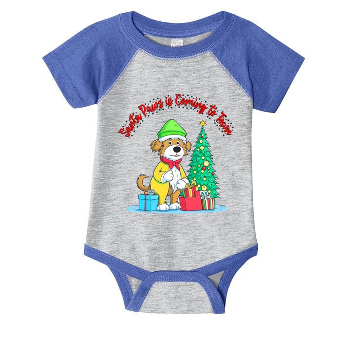 Funny Christmas Santa Paws Dog Lover Funny Gift Infant Baby Jersey Bodysuit