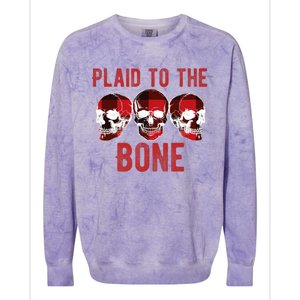 Funny Christmas Skulls Plaid To The Bone Skeleton Xmas Gift Colorblast Crewneck Sweatshirt