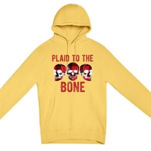 Funny Christmas Skulls Plaid To The Bone Skeleton Xmas Gift Premium Pullover Hoodie