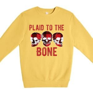 Funny Christmas Skulls Plaid To The Bone Skeleton Xmas Gift Premium Crewneck Sweatshirt