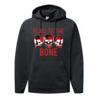 Funny Christmas Skulls Plaid To The Bone Skeleton Xmas Gift Performance Fleece Hoodie