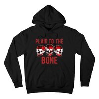 Funny Christmas Skulls Plaid To The Bone Skeleton Xmas Gift Hoodie