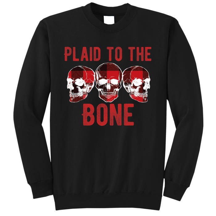 Funny Christmas Skulls Plaid To The Bone Skeleton Xmas Gift Sweatshirt