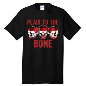 Funny Christmas Skulls Plaid To The Bone Skeleton Xmas Gift Tall T-Shirt