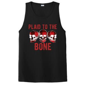 Funny Christmas Skulls Plaid To The Bone Skeleton Xmas Gift PosiCharge Competitor Tank