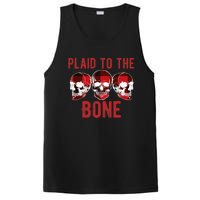 Funny Christmas Skulls Plaid To The Bone Skeleton Xmas Gift PosiCharge Competitor Tank