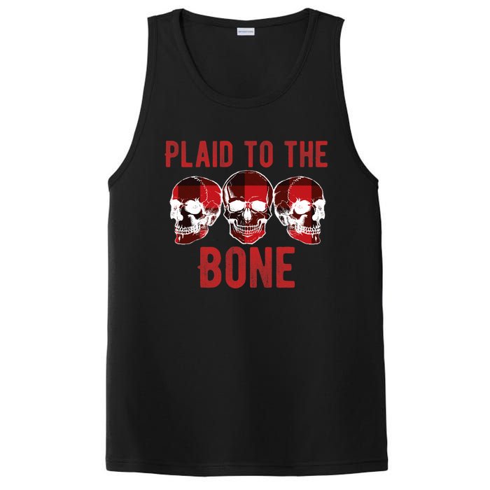 Funny Christmas Skulls Plaid To The Bone Skeleton Xmas Gift PosiCharge Competitor Tank