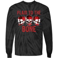 Funny Christmas Skulls Plaid To The Bone Skeleton Xmas Gift Tie-Dye Long Sleeve Shirt