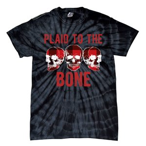 Funny Christmas Skulls Plaid To The Bone Skeleton Xmas Gift Tie-Dye T-Shirt