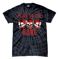 Funny Christmas Skulls Plaid To The Bone Skeleton Xmas Gift Tie-Dye T-Shirt