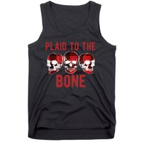 Funny Christmas Skulls Plaid To The Bone Skeleton Xmas Gift Tank Top