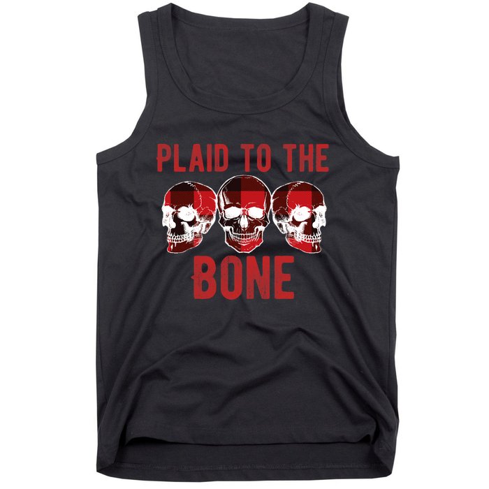 Funny Christmas Skulls Plaid To The Bone Skeleton Xmas Gift Tank Top