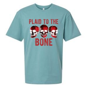 Funny Christmas Skulls Plaid To The Bone Skeleton Xmas Gift Sueded Cloud Jersey T-Shirt