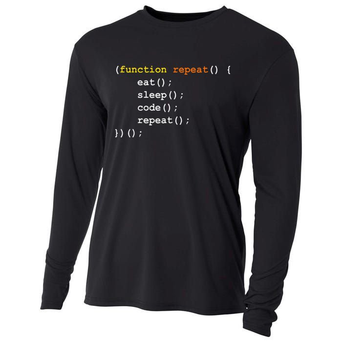 Funny Computer Science Programmer Eat Sleep Code Cooling Performance Long Sleeve Crew