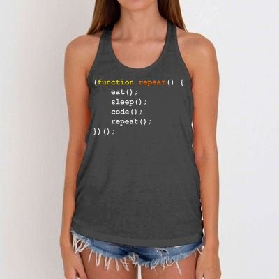 Funny Computer Science Programmer Eat Sleep Code Women's Knotted Racerback Tank