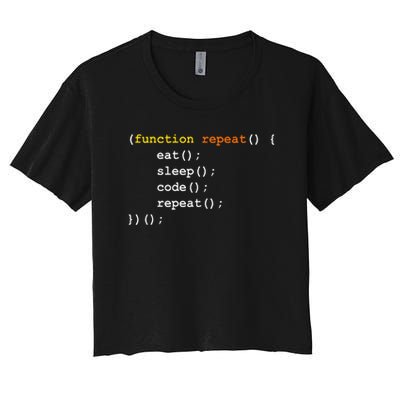 Funny Computer Science Programmer Eat Sleep Code Women's Crop Top Tee
