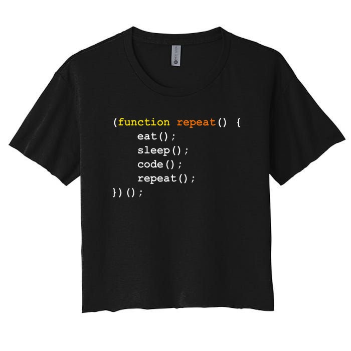 Funny Computer Science Programmer Eat Sleep Code Women's Crop Top Tee