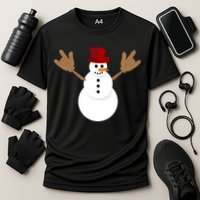 Funny Christmas Snowman Asl Sign Language I Love You Cooling Performance Crew T-Shirt