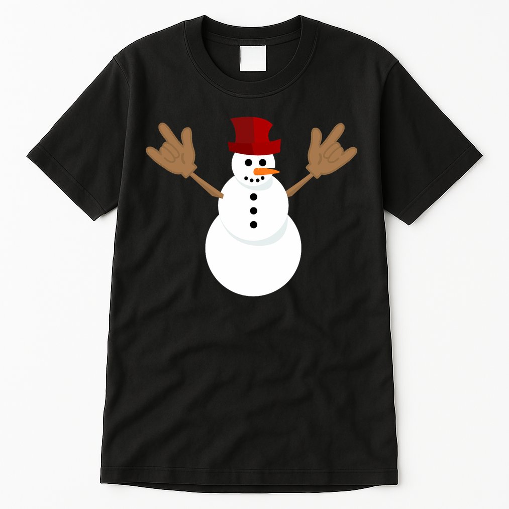 Funny Christmas Snowman Asl Sign Language I Love You Tall T-Shirt