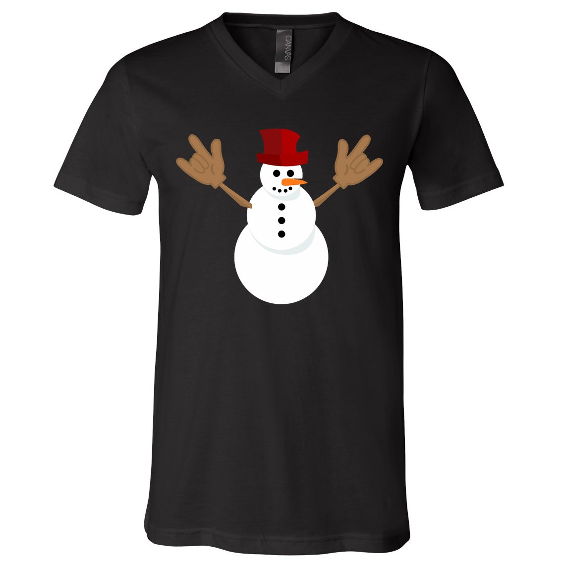 Funny Christmas Snowman Asl Sign Language I Love You V-Neck T-Shirt