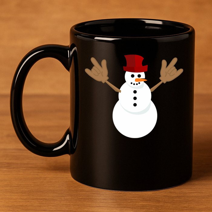 Funny Christmas Snowman Asl Sign Language I Love You 11oz C Handle Ceramic Mug