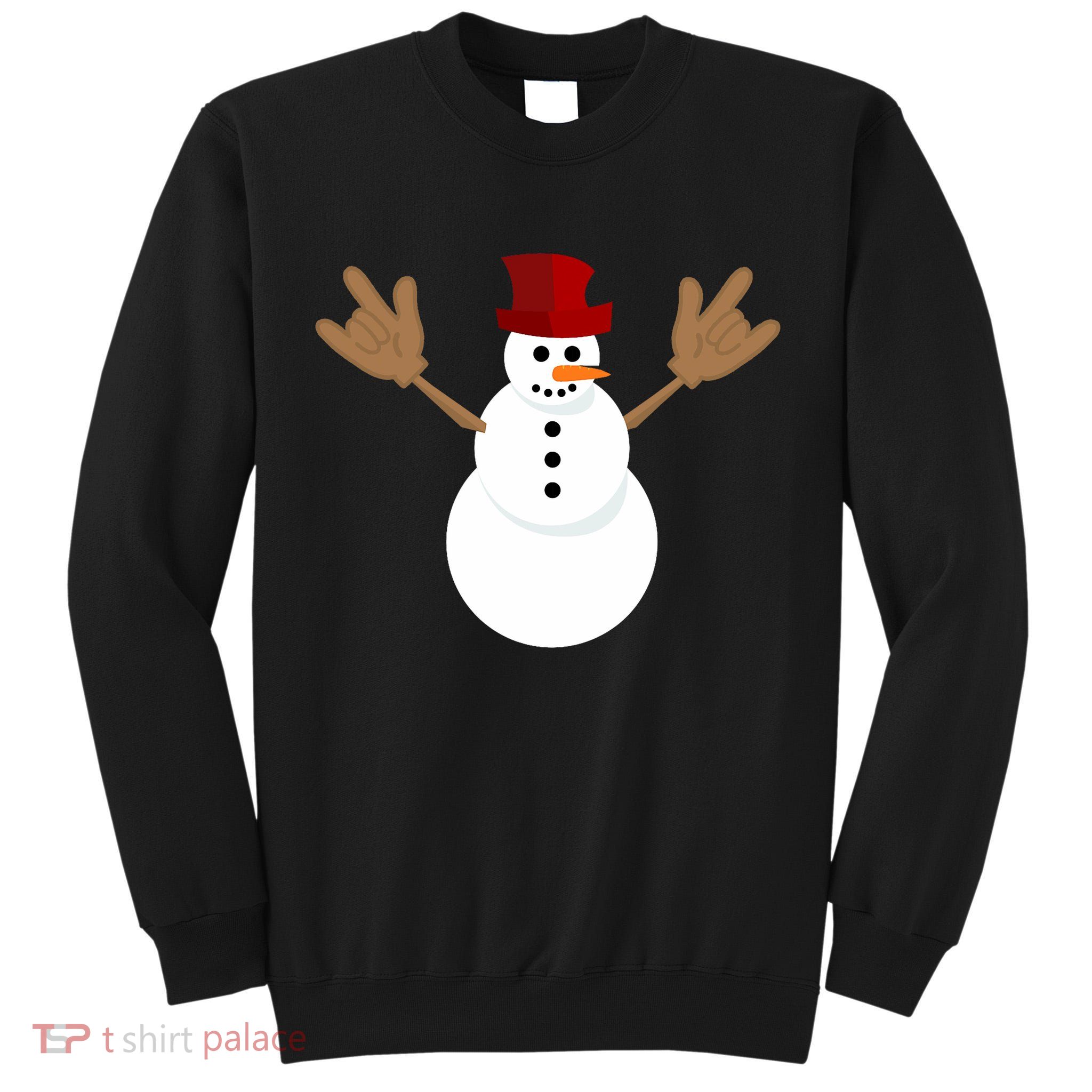 Funny Christmas Snowman Asl Sign Language I Love You Tall Sweatshirt