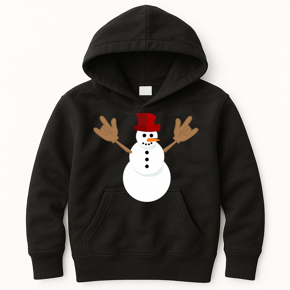 Funny Christmas Snowman Asl Sign Language I Love You Kids Hoodie