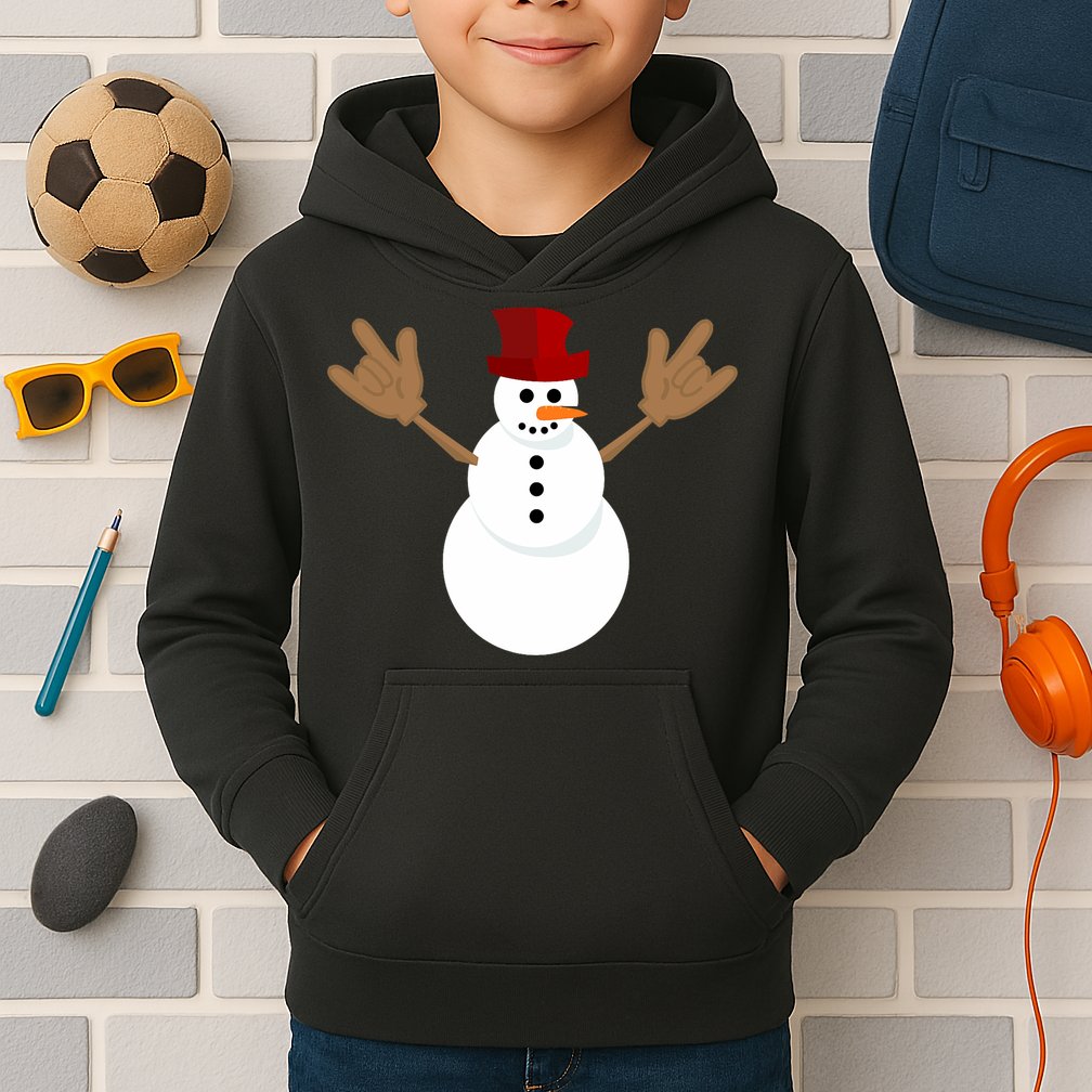 Funny Christmas Snowman Asl Sign Language I Love You Kids Hoodie