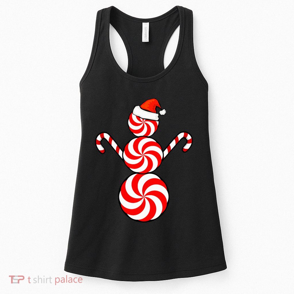 Funny Christmas S Peppermint Candy Snowman Womens Tank Top