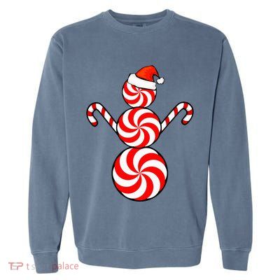 Funny Christmas S Peppermint Candy Snowman Garment-Dyed Sweatshirt