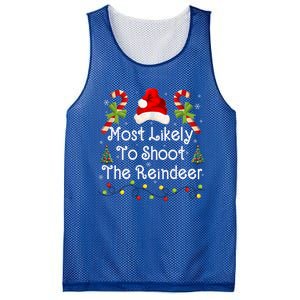 Funny Christmas Santa Hat Most Likely To Shoot The Reindeer Funny Gift Mesh Reversible Basketball Jersey Tank