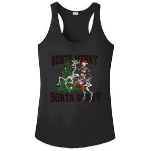 Funny Christmas Sorta Merry Sorta Scary Skeleton Xmas Tree Ladies PosiCharge Competitor Racerback Tank