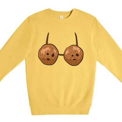 Funny Coconut Summer Coconuts Bra Halloween Premium Crewneck Sweatshirt