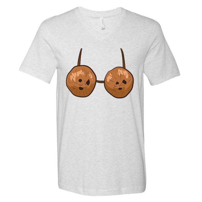 Funny Coconut Summer Coconuts Bra Halloween V-Neck T-Shirt