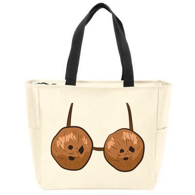 Funny Coconut Summer Coconuts Bra Halloween Zip Tote Bag
