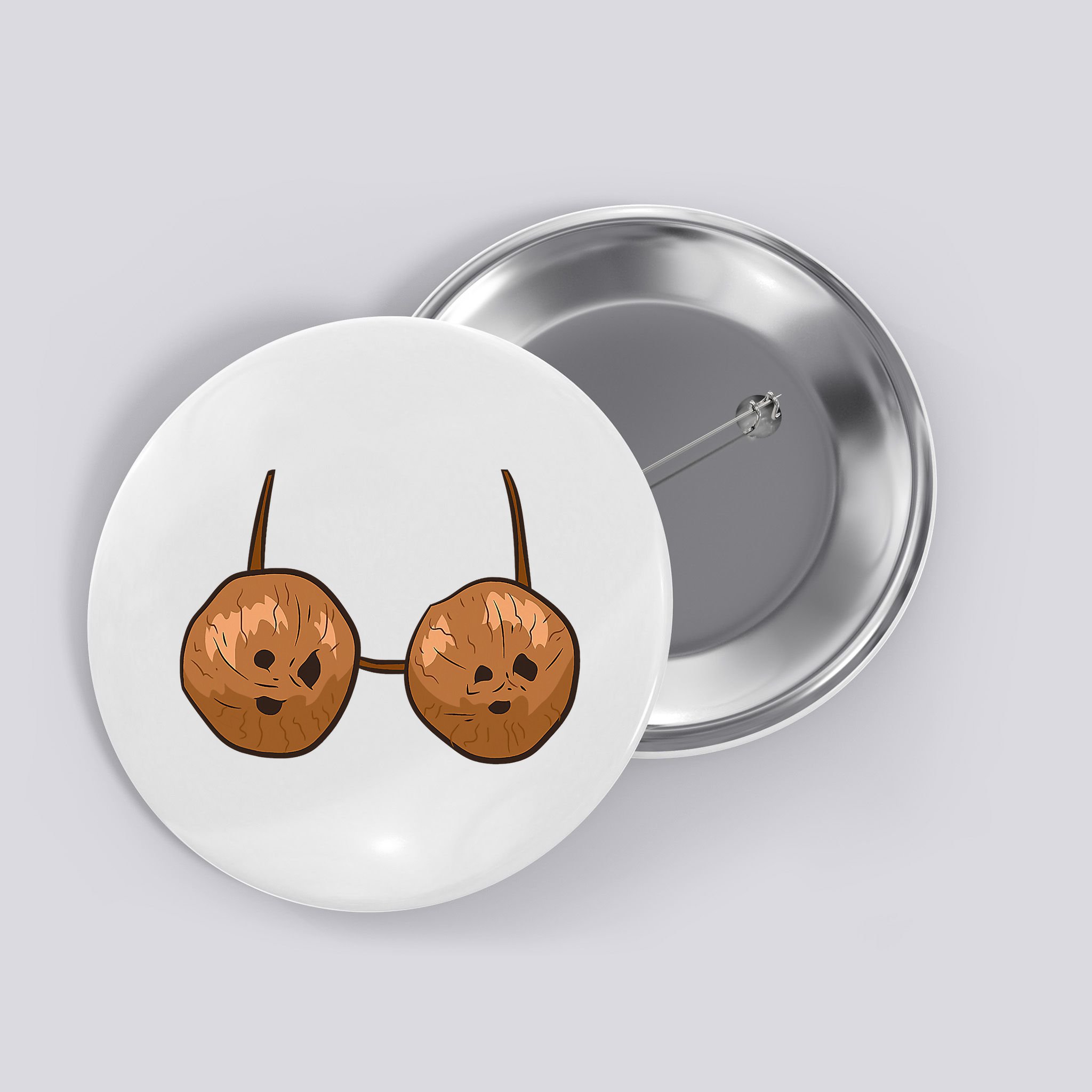 Funny Coconut Summer Coconuts Bra Halloween Button
