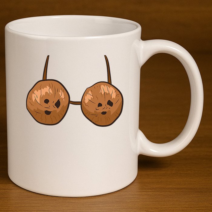 Funny Coconut Summer Coconuts Bra Halloween 11oz C Handle Ceramic Mug