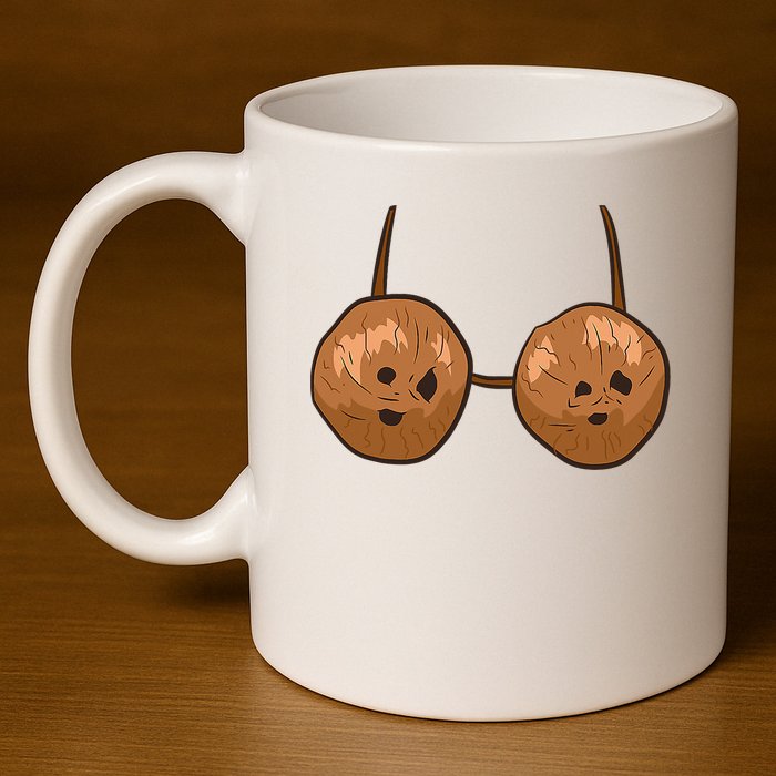 Funny Coconut Summer Coconuts Bra Halloween 11oz C Handle Ceramic Mug