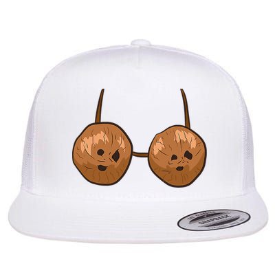Funny Coconut Summer Coconuts Bra Halloween Flat Bill Trucker Hat