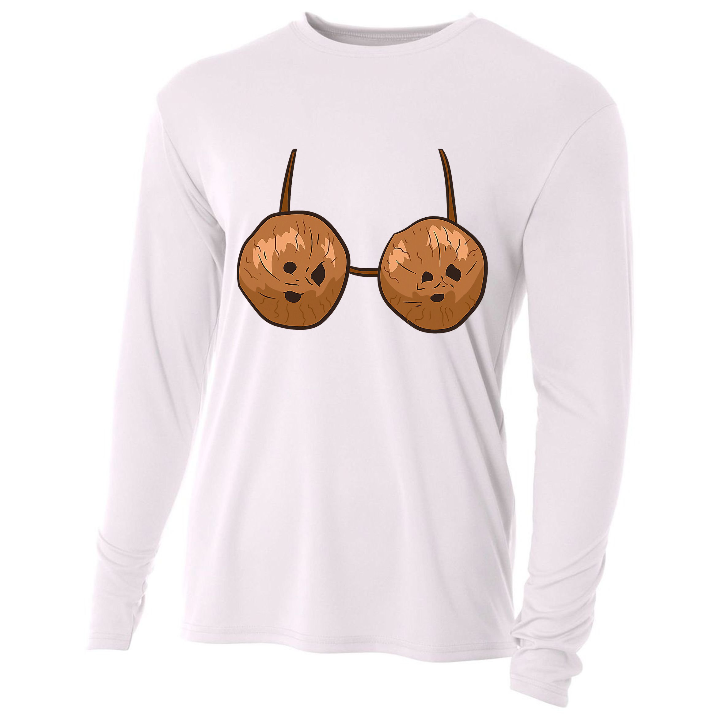 Funny Coconut Summer Coconuts Bra Halloween Cooling Performance Long Sleeve Crew