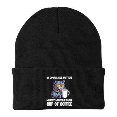 Funny Cat Size Matters Nobody Wants A Small Cup Of Coffee Beanie