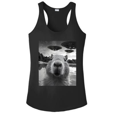 Funny Capybara Selfie With Ufos Weird Ladies PosiCharge Competitor Racerback Tank