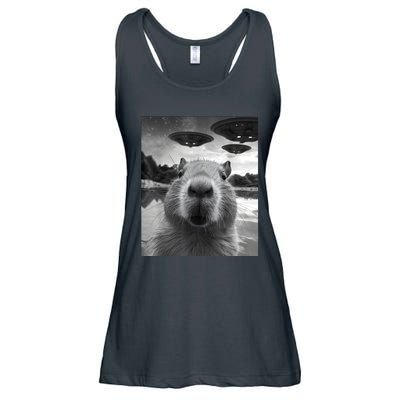 Funny Capybara Selfie With Ufos Weird Ladies Essential Flowy Tank