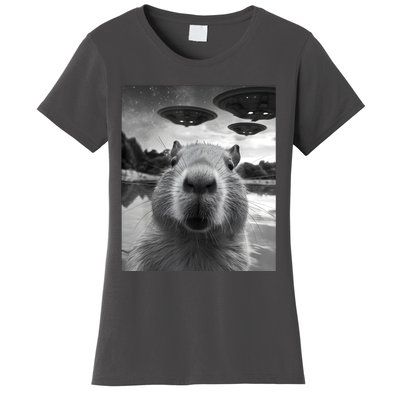 Funny Capybara Selfie With Ufos Weird Women's T-Shirt