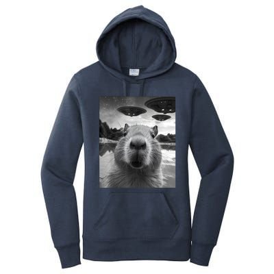 Funny Capybara Selfie With Ufos Weird Women's Pullover Hoodie