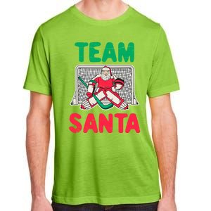 Funny Christmas Santa Ice Hockey Goaltender Goalie Gift Adult ChromaSoft Performance T-Shirt