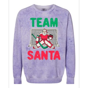 Funny Christmas Santa Ice Hockey Goaltender Goalie Gift Colorblast Crewneck Sweatshirt