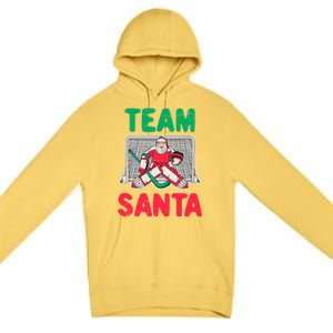 Funny Christmas Santa Ice Hockey Goaltender Goalie Gift Premium Pullover Hoodie