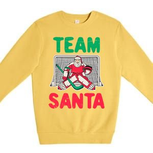 Funny Christmas Santa Ice Hockey Goaltender Goalie Gift Premium Crewneck Sweatshirt