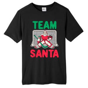 Funny Christmas Santa Ice Hockey Goaltender Goalie Gift Tall Fusion ChromaSoft Performance T-Shirt